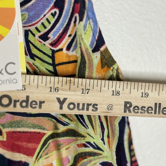 C&C California Dress Womens Medium Linen Sleeveless Tropical Floral Print Summer - Picture 8 of 11